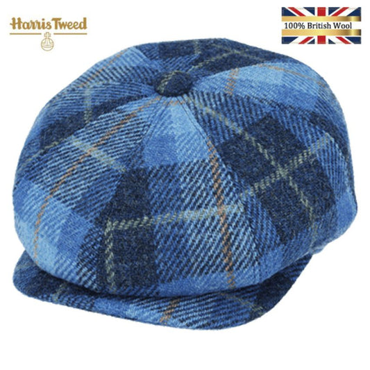 Gladwin Bond Harris Tweed Wool Newsboy Cap - Blue